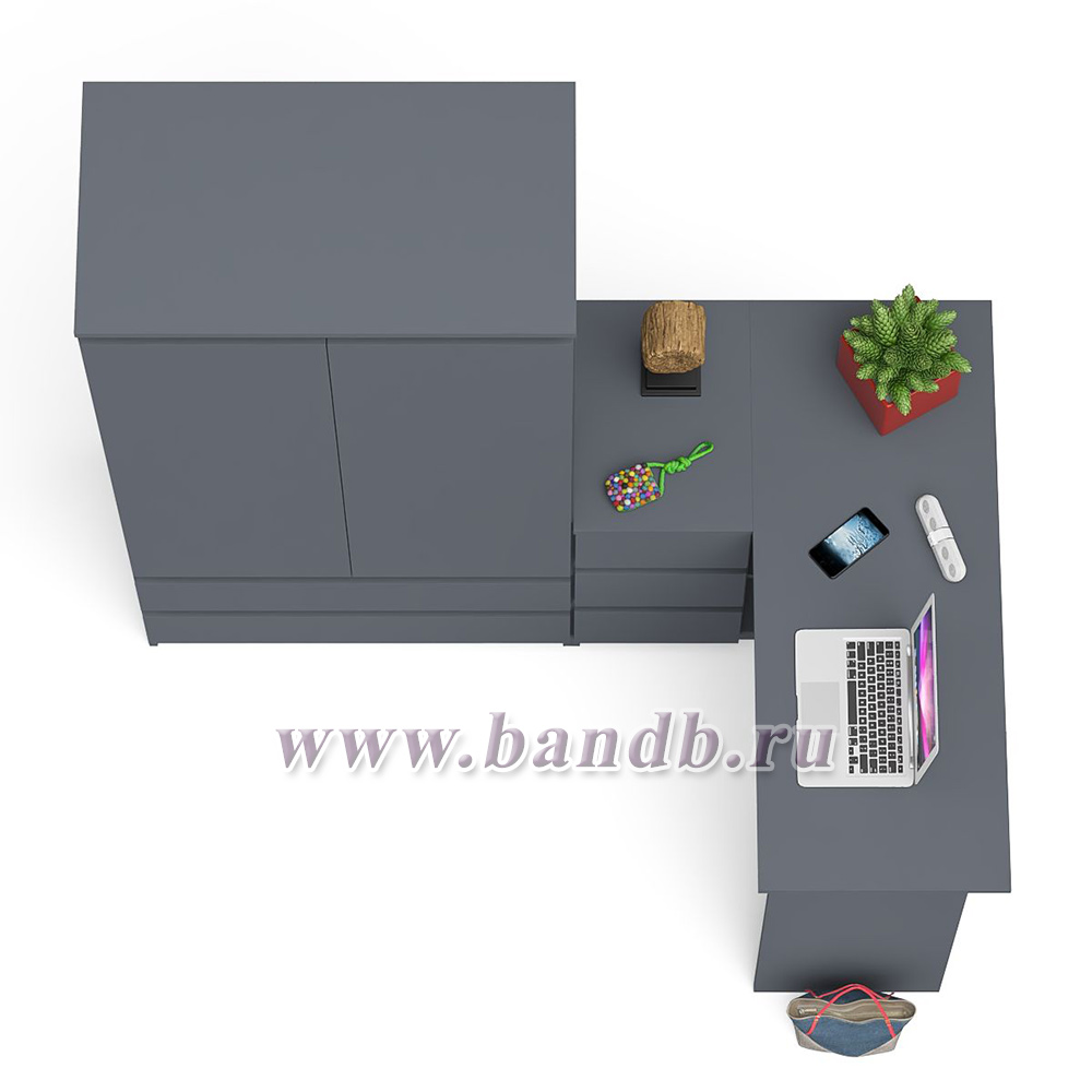 Угловой однотумбовый стол компьютерный левый Мори и шкаф-комод Мори 900 цвет графит Картинка № 7
