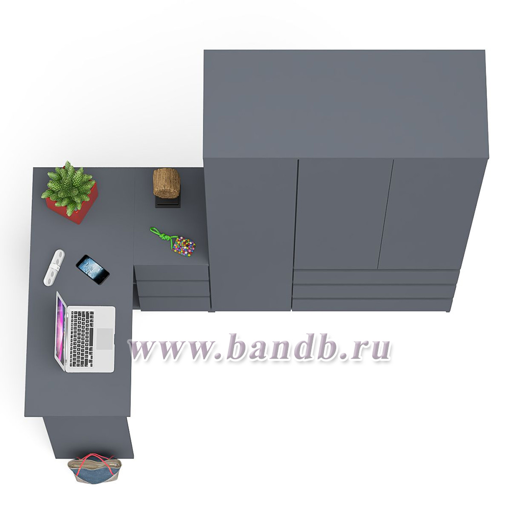 Стол компьютерный угловой МС-16 правый с шкафом-комодом с дверкой 1200 Мори цвет графит Картинка № 5