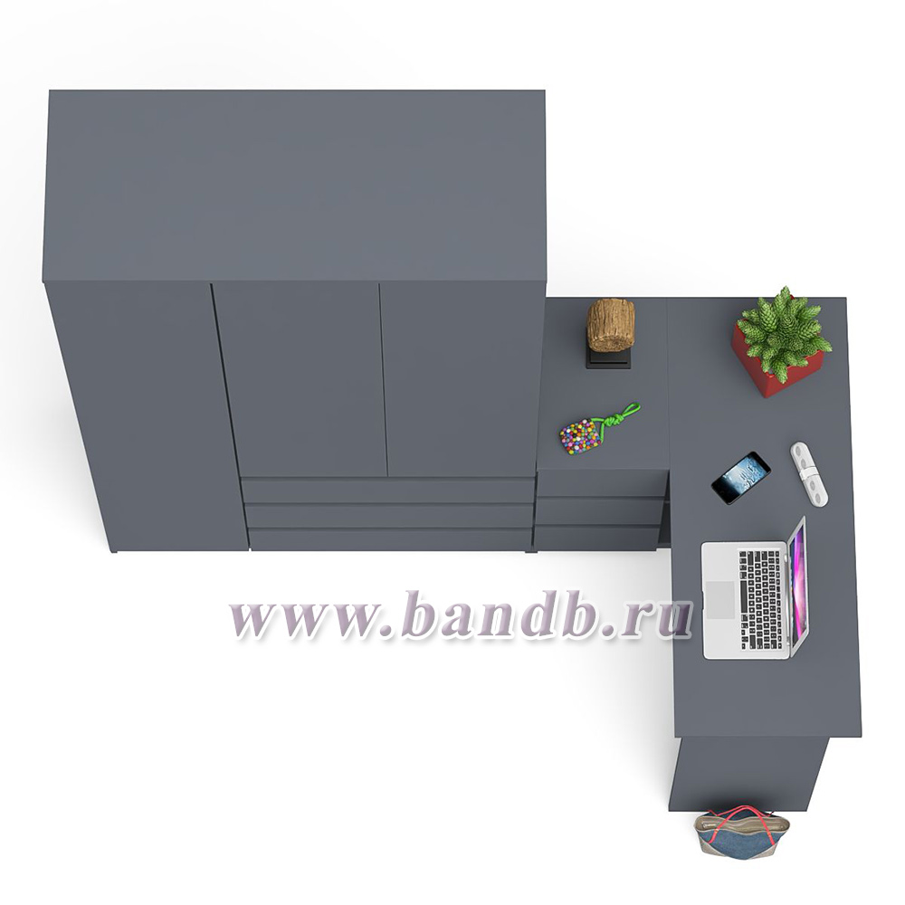 Компьютерный стол угловой МС-16 левый со шкаф-комодом с дверкой 1200 Мори цвет графит Картинка № 7