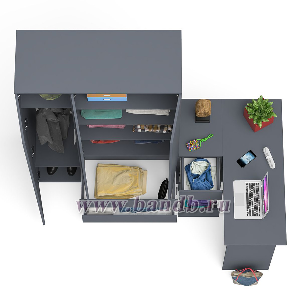 Компьютерный стол угловой МС-16 левый со шкаф-комодом с дверкой 1200 Мори цвет графит Картинка № 8