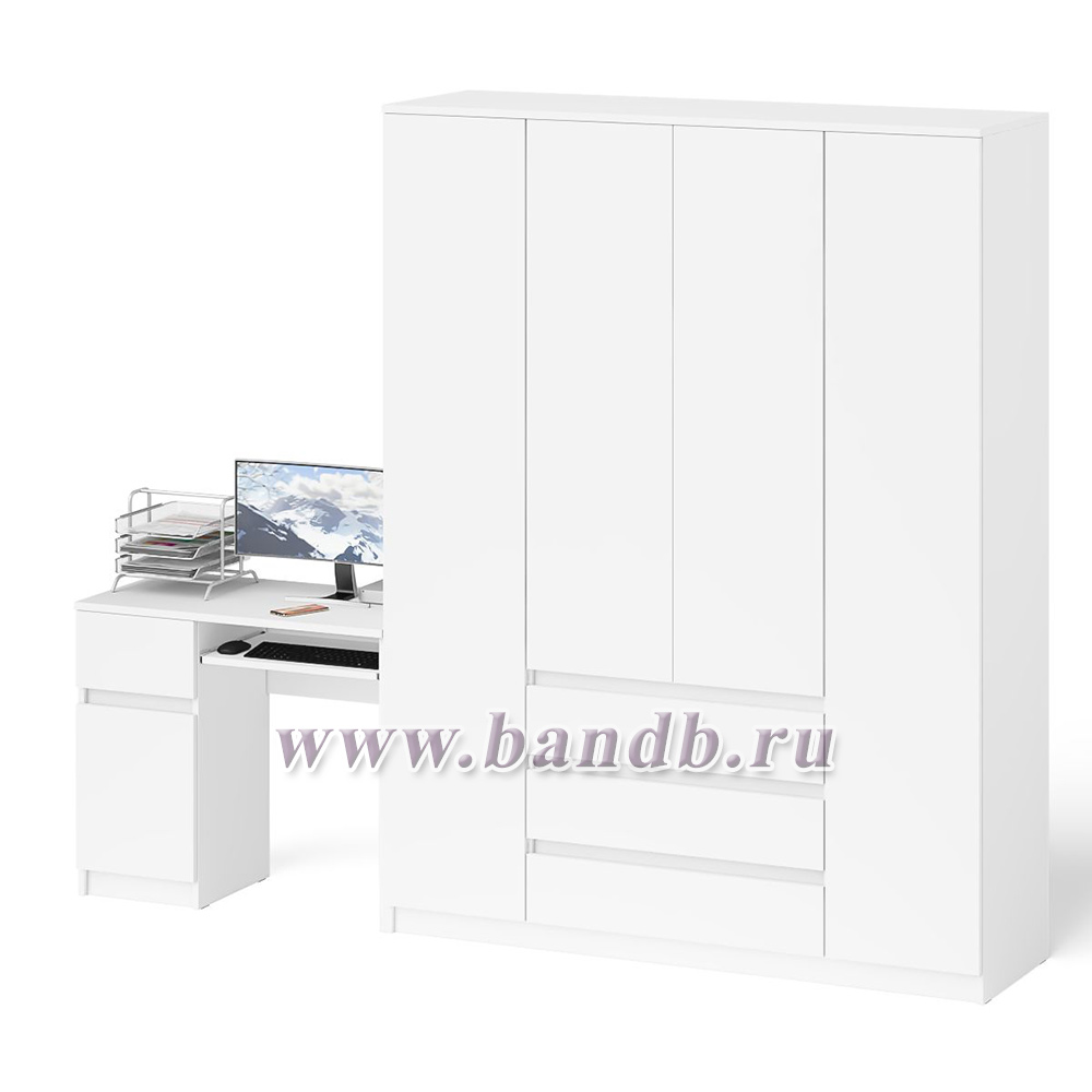Компьютерный стол МС-1 левый со шкафов 1600-1 Мори цвет белый Картинка № 3