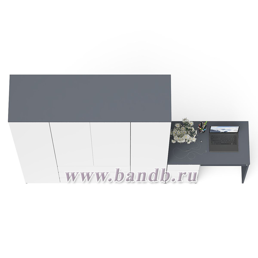 Стол компьютерный однотумбовый левый со шкафом МШ1600 Мори цвет графит/белый Картинка № 5