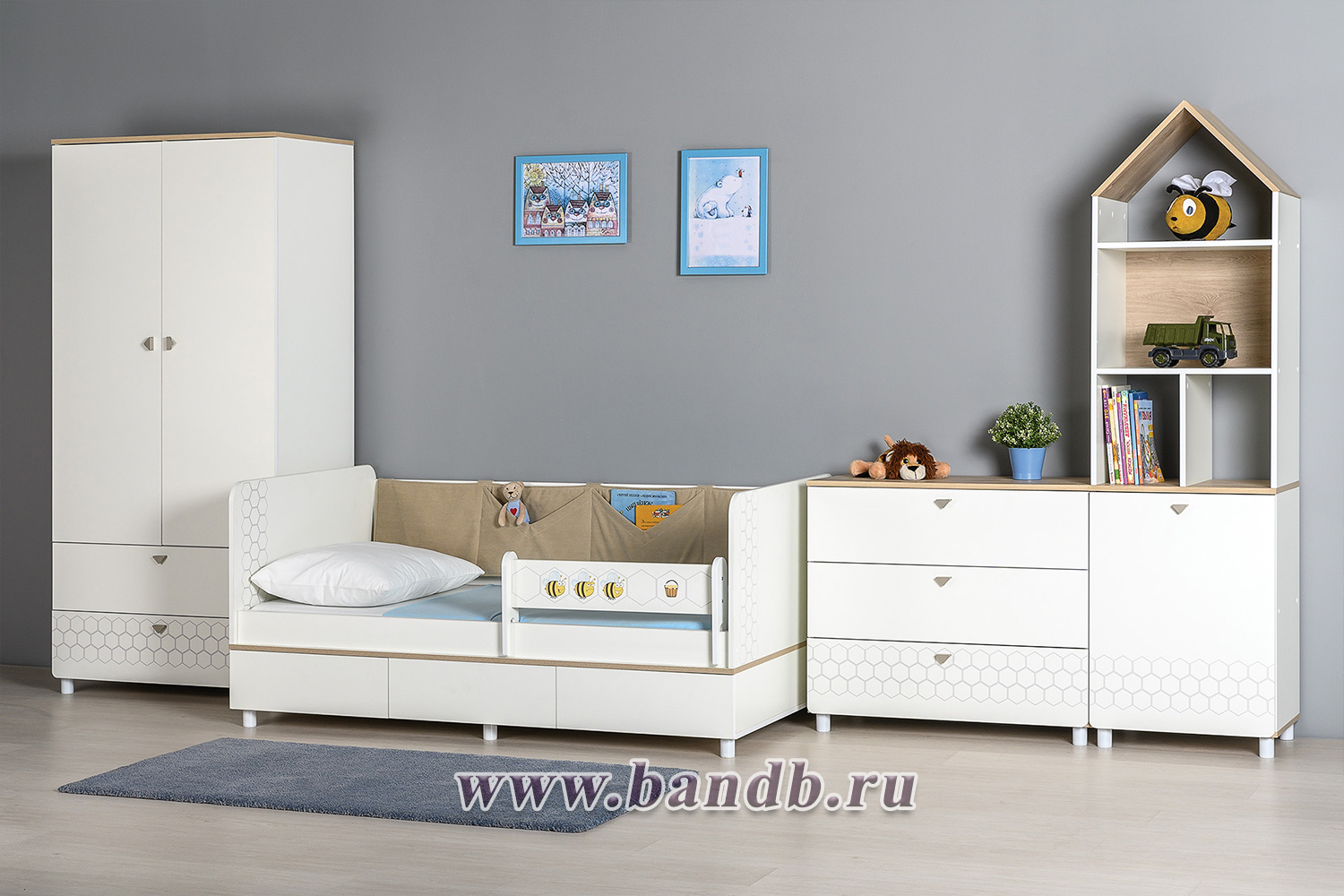 Мебель для детской комнаты Эйп № 1 цвет белый/дуб белый Картинка № 9