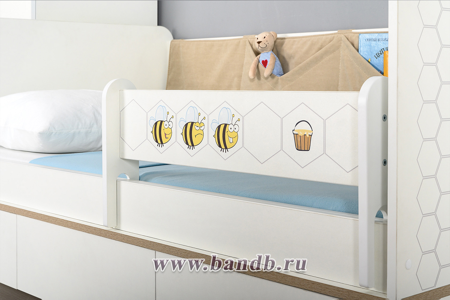 Мебель для детской комнаты с кроватями для двоих детей Эйп цвет белый/дуб белый Картинка № 10