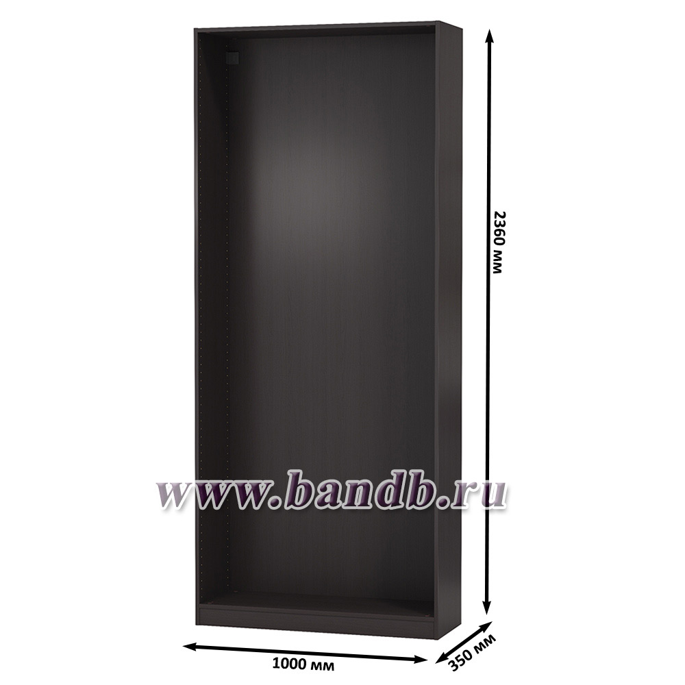 Каркас шкафа ИКЕА ПАКС, цвет чёрно-коричневый, ШхГхВ 100х35х236 см., корпус шкафа для гардероба Картинка № 4