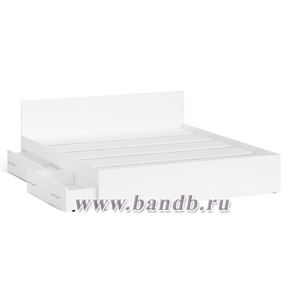 Кровать двуспальная с выдвижными ящиками Мори 1800 цвет белый Картинка № 6