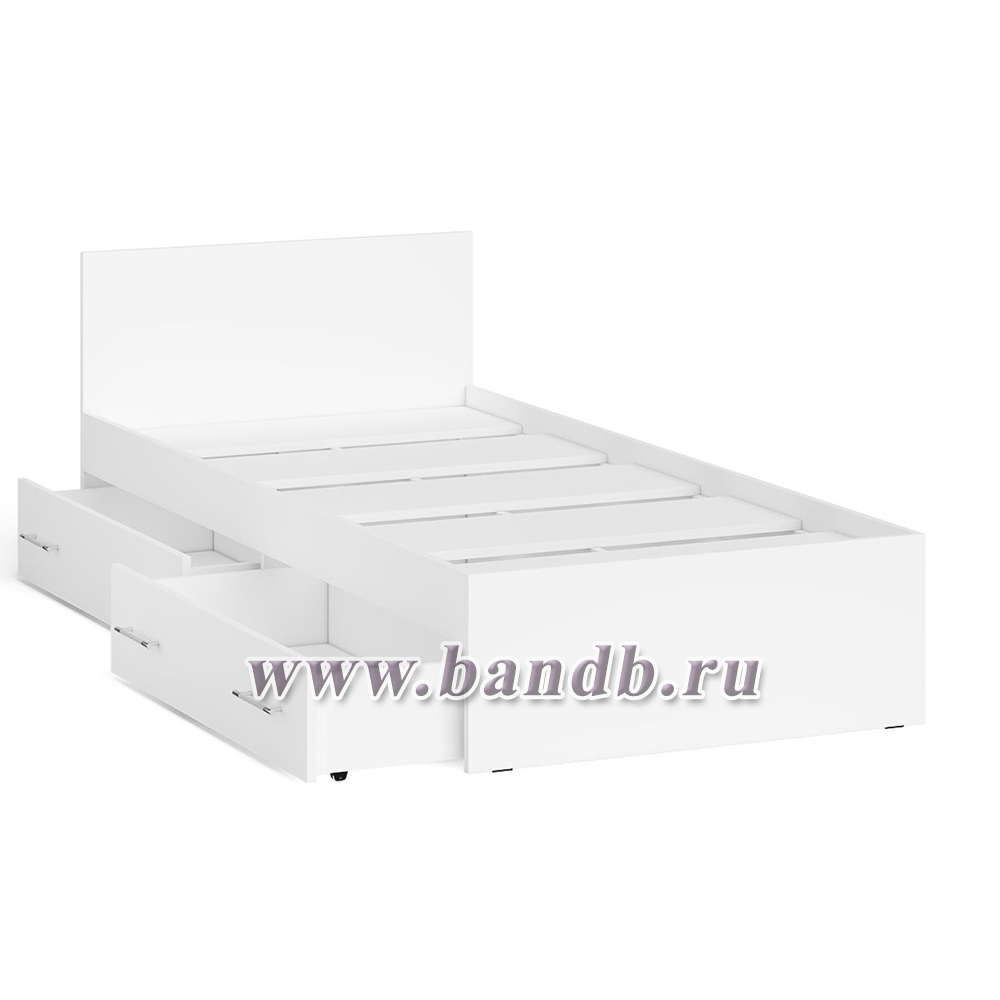 Кровать с ящиками Мори 900 цвет белый Картинка № 6