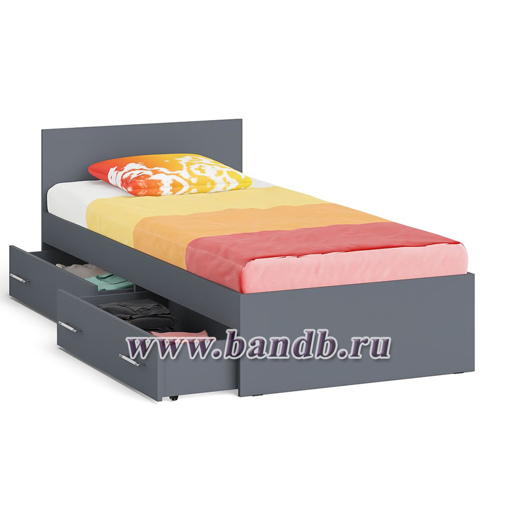 Кровать с ящиками Мори 900 цвет графит Картинка № 2