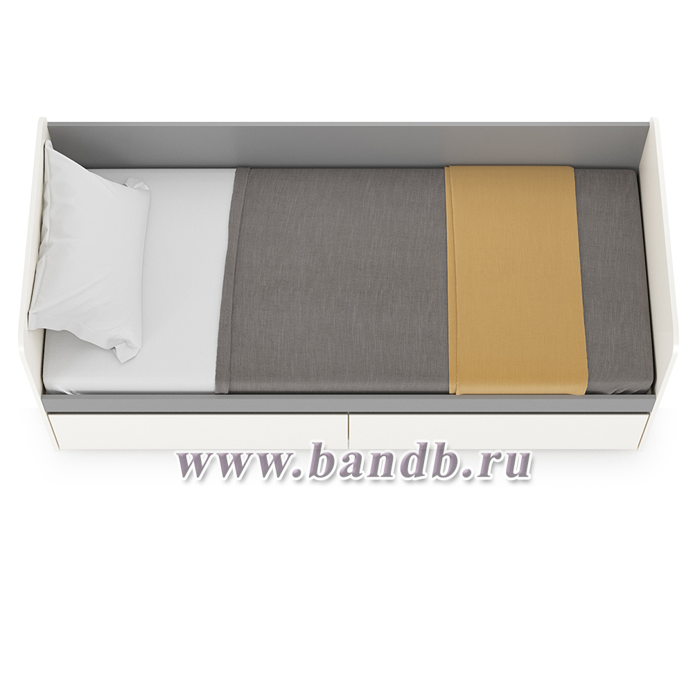 Кровать с ящиками Торонто 11.39 цвет белый шагрень/стальной серый Картинка № 3