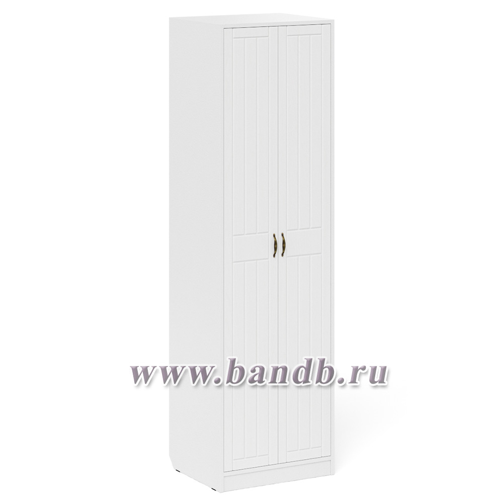 Три широких шкафа с дверками в прихожую П-6 цвет белая шагрень/фасады МДФ белое дерево фрезеровка прованс Картинка № 6