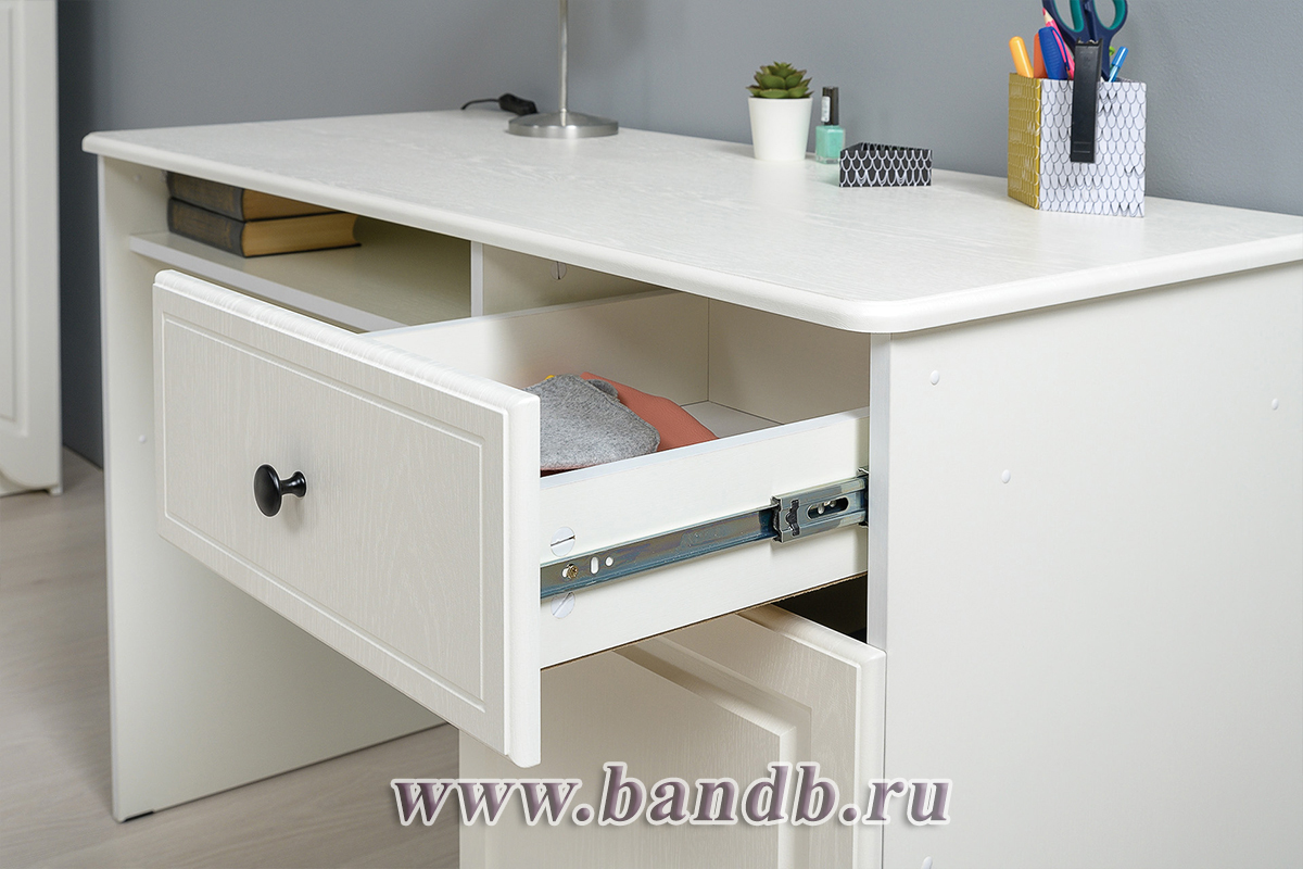 Письменный стол Роуз с двумя шкафами для одежды цвет белый с тиснением поры дерева/ясень ваниль Картинка № 9