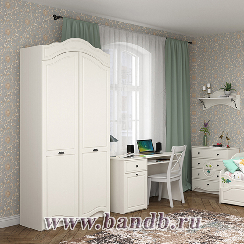 Письменный стол Роуз с двумя шкафами для одежды цвет белый с тиснением поры дерева/ясень ваниль Картинка № 12