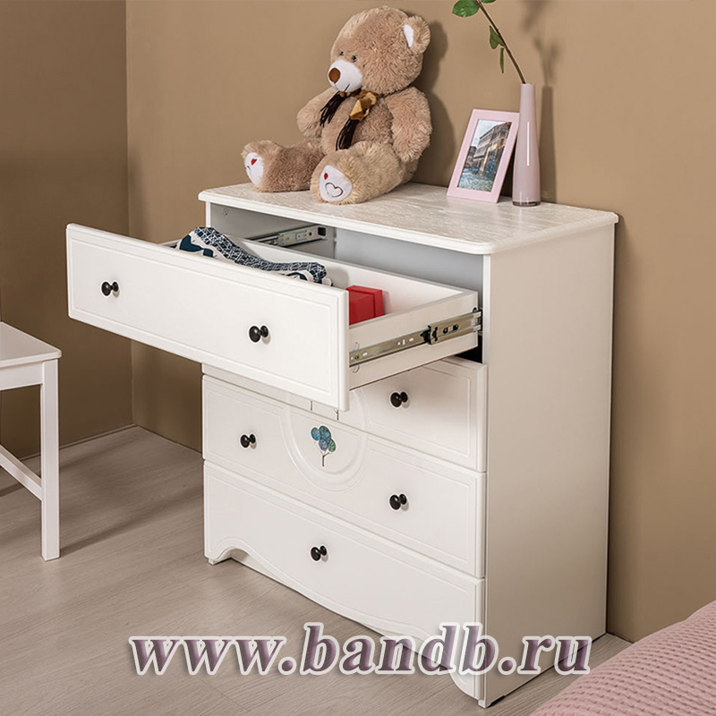 Мебель в детскую комнату для двоих детей Роуз цвет белый с тиснением поры дерева/ясень ваниль Картинка № 12
