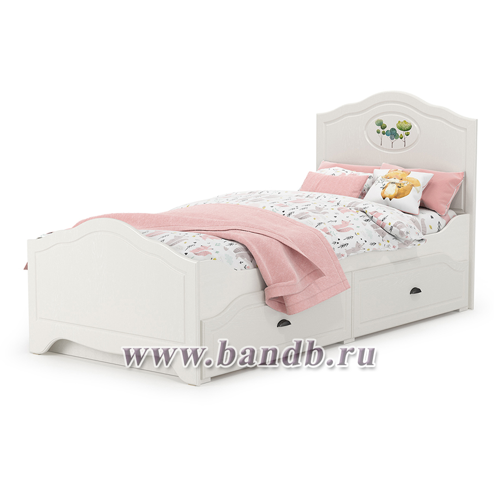 Кровати в детскую комнату для двоих детей Роуз цвет белый с тиснением поры дерева/ясень ваниль Картинка № 12