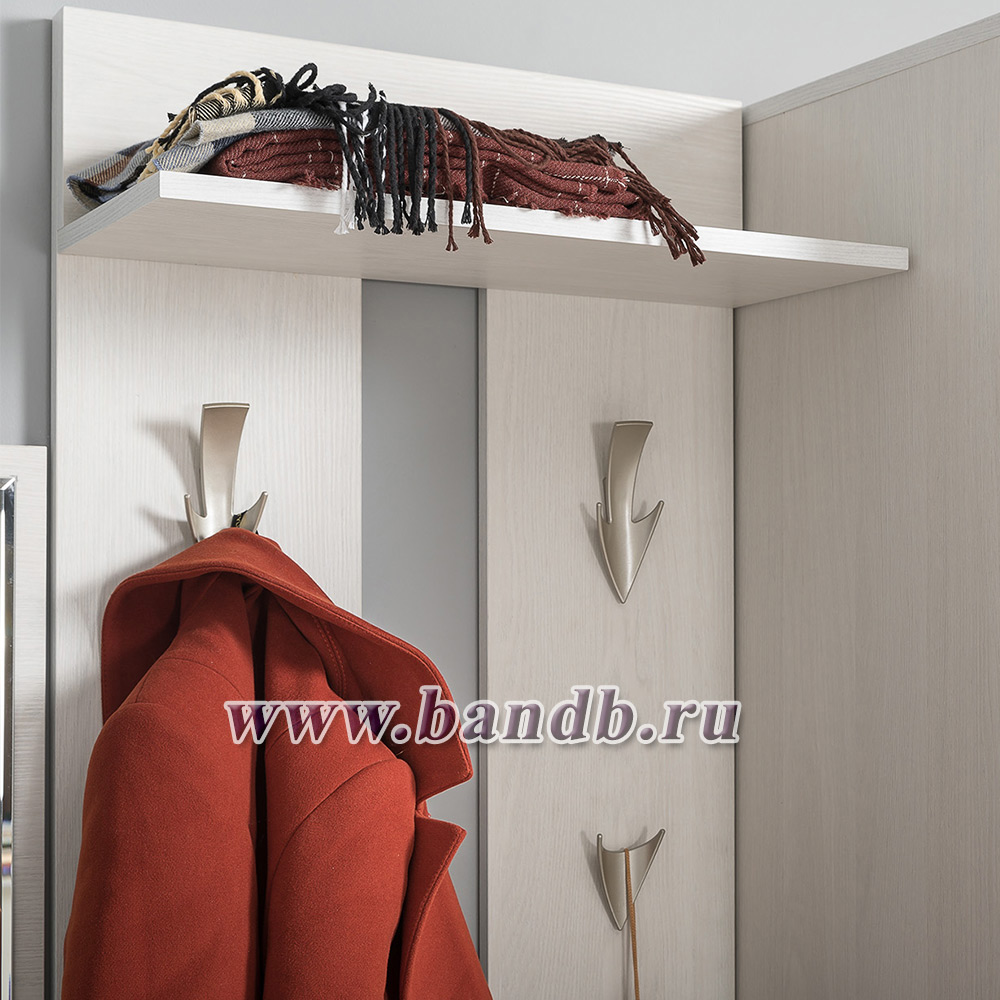 Шкаф комбинированный и обувница с вешалкой для верхней одежды Ника цвет ясень анкор светлый Картинка № 9