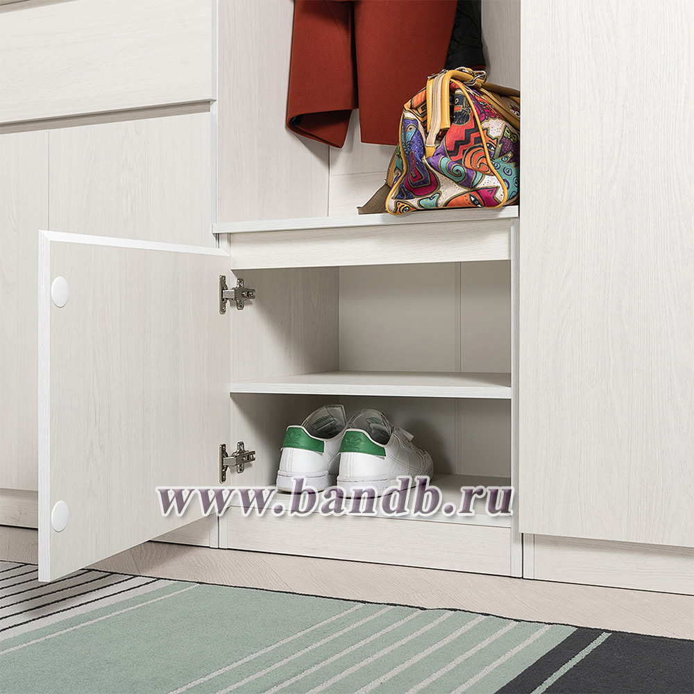 Шкаф комбинированный и обувница с вешалкой для верхней одежды Ника цвет ясень анкор светлый Картинка № 10