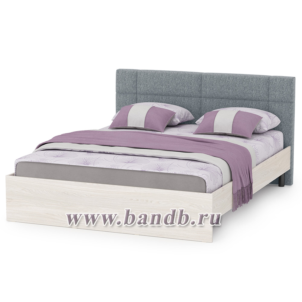 Двуспальная кровать Ника 1600 с основанием и шкаф для одежды цвет ясень анкор светлый Картинка № 11