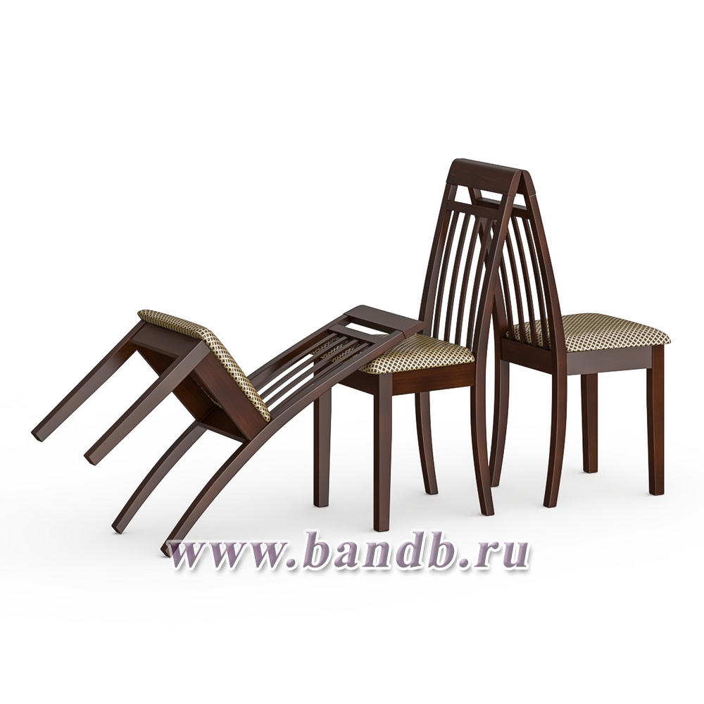 Три стула Мебель--24 Гольф-11 цвет массив берёзы орех обивка ткань атина коричневая Картинка № 4