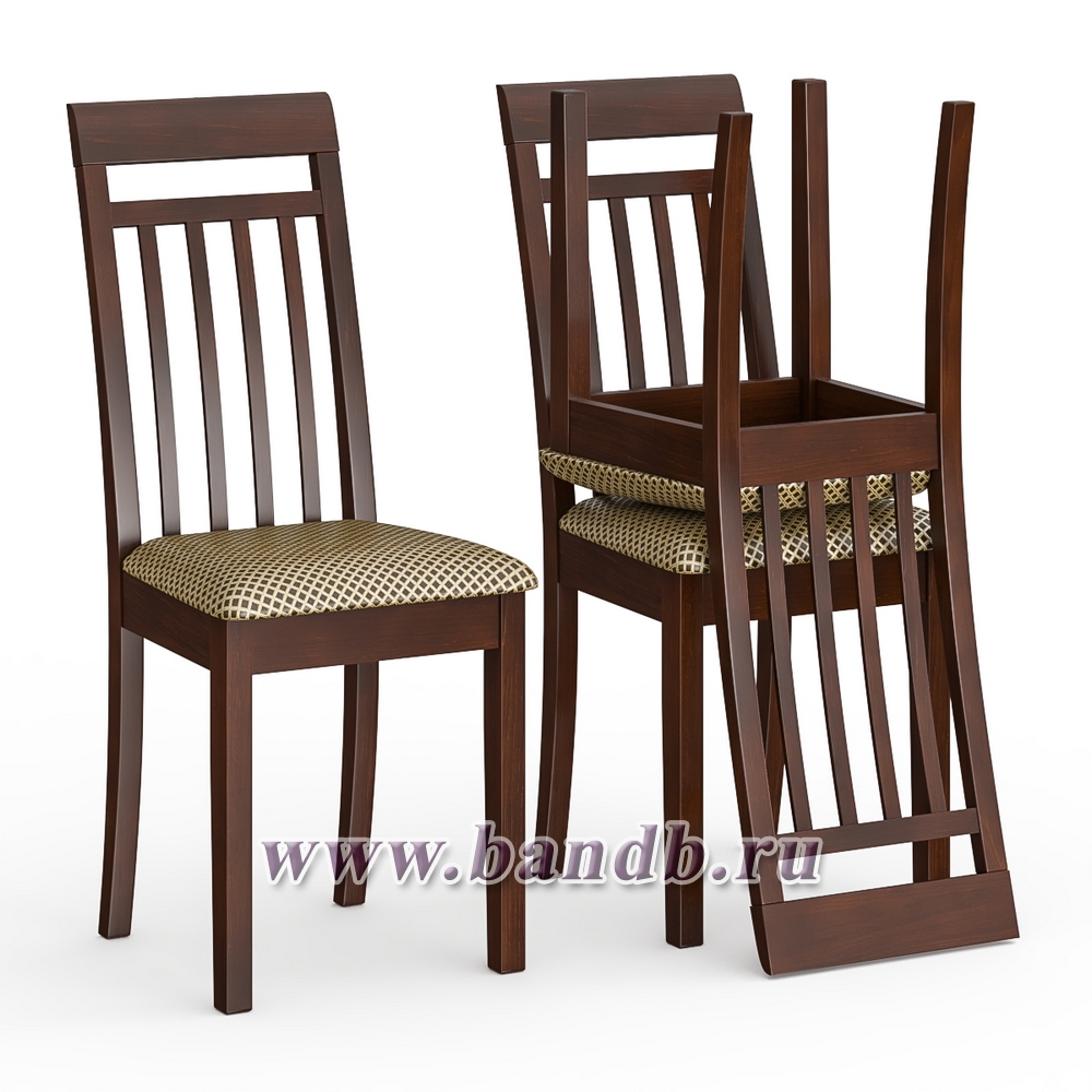 Три стула Мебель--24 Гольф-11 цвет массив берёзы орех обивка ткань атина коричневая Картинка № 5