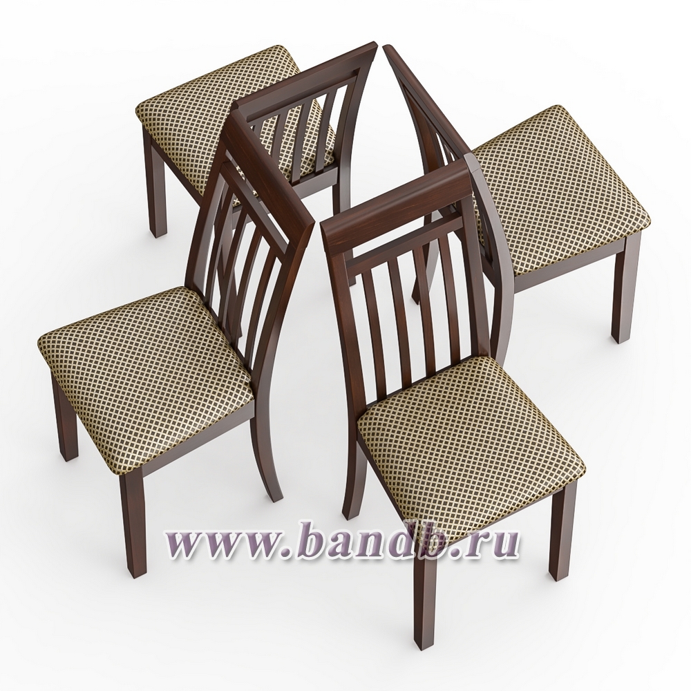 Комплект из четырёх стульев Мебель--24 Гольф-11 цвет массив берёзы орех обивка ткань атина коричневая Картинка № 3