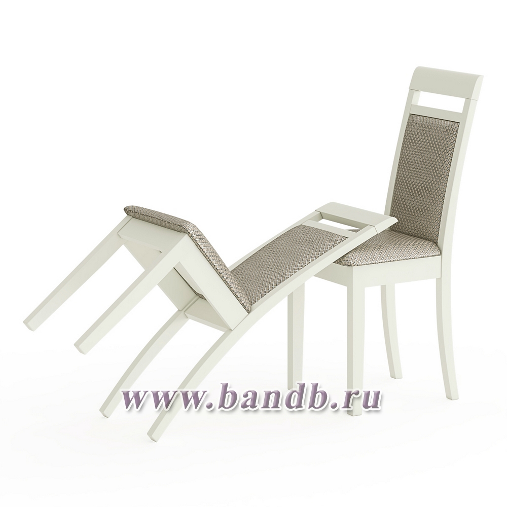 Пара кухонных стульев Мебель--24 Гольф-12 цвет массив берёзы слоновая кость обивка ткань атина бежевая Картинка № 4