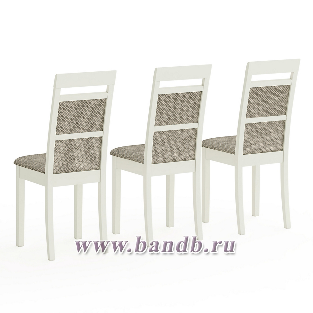 Три стула для кухни Мебель--24 Гольф-12 цвет массив берёзы слоновая кость обивка ткань атина бежевая Картинка № 2