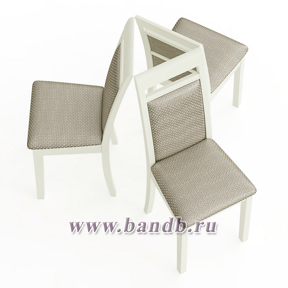Три стула для кухни Мебель--24 Гольф-12 цвет массив берёзы слоновая кость обивка ткань атина бежевая Картинка № 3