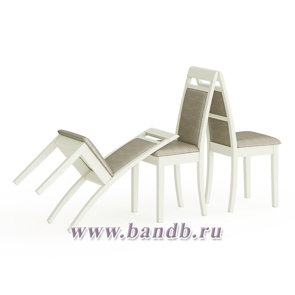 Три стула для кухни Мебель--24 Гольф-12 цвет массив берёзы слоновая кость обивка ткань атина бежевая Картинка № 4