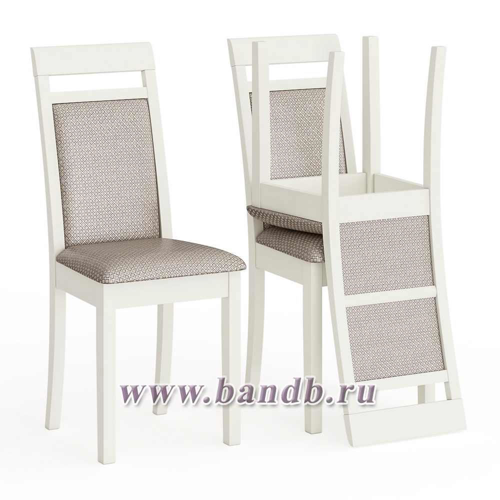 Три стула для кухни Мебель--24 Гольф-12 цвет массив берёзы слоновая кость обивка ткань атина бежевая Картинка № 5