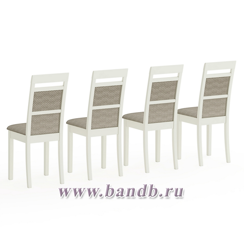 Четыре стула из массива берёзы Мебель--24 Гольф-12 цвет слоновая кость обивка ткань атина бежевая Картинка № 2