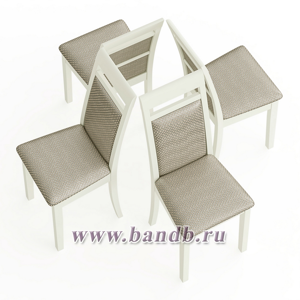 Четыре стула из массива берёзы Мебель--24 Гольф-12 цвет слоновая кость обивка ткань атина бежевая Картинка № 3