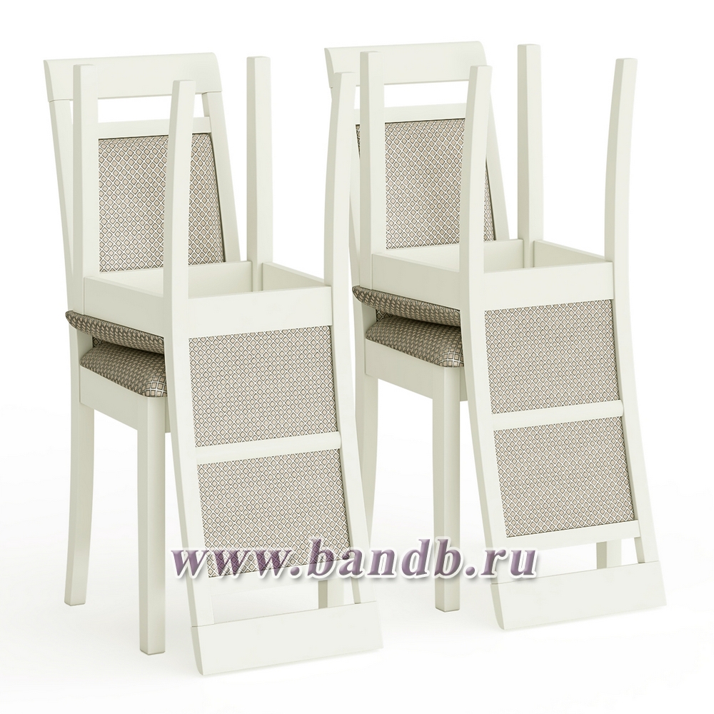Четыре стула из массива берёзы Мебель--24 Гольф-12 цвет слоновая кость обивка ткань атина бежевая Картинка № 5