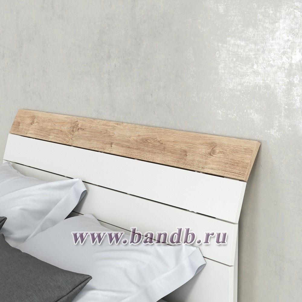 Модульная мебель для спальни Муссон с тумбочкой для аппаратуры 13.276 цвет белый/чёрный/дуб эндгрейн элегантный Картинка № 11