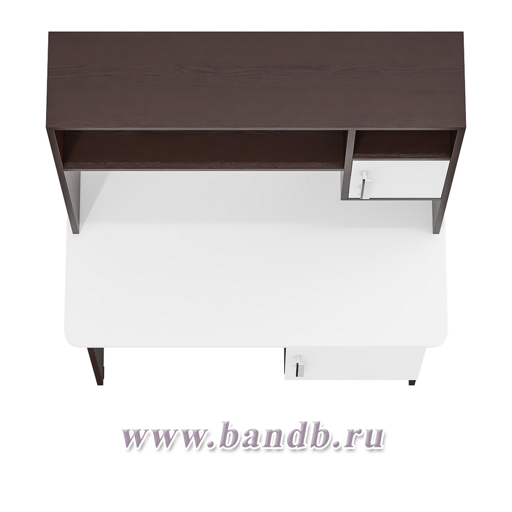 Письменный стол с надстройкой МД 1-09Н цвет венге/белый шагрень Картинка № 7