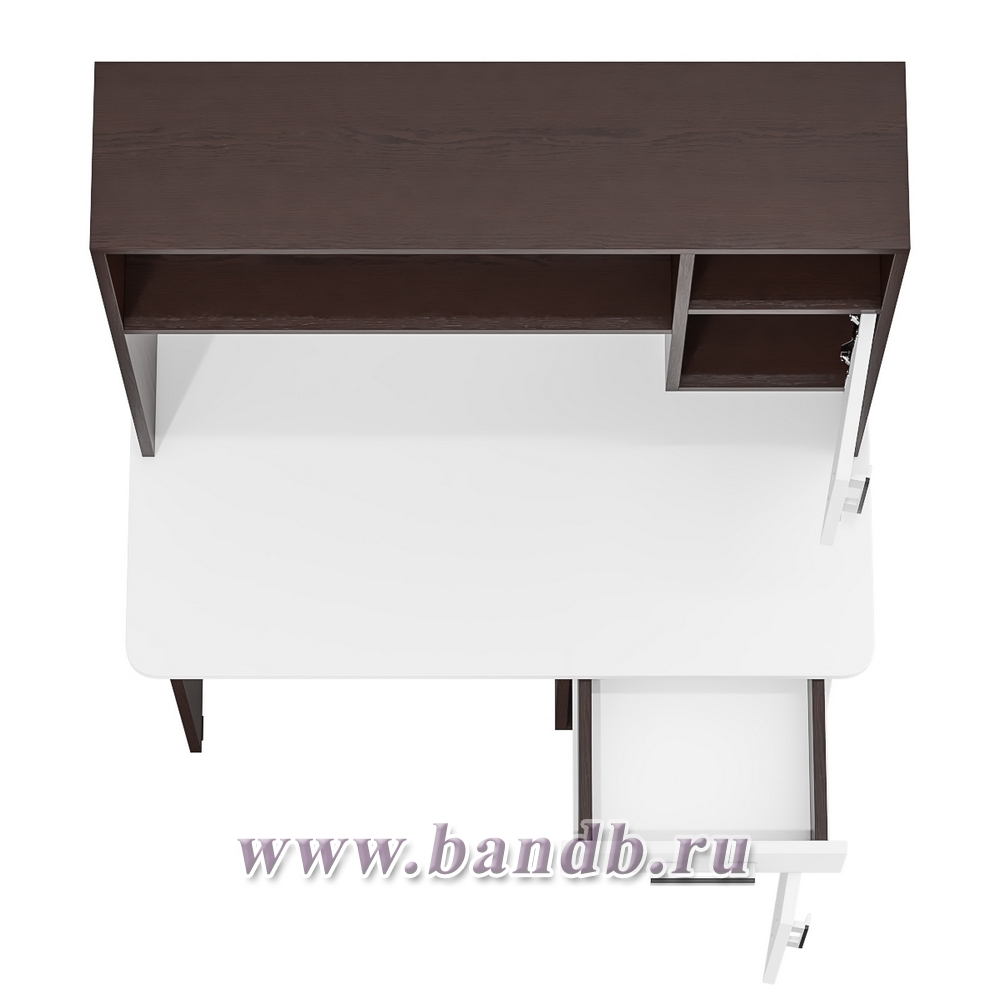 Письменный стол с надстройкой МД 1-09Н цвет венге/белый шагрень Картинка № 8