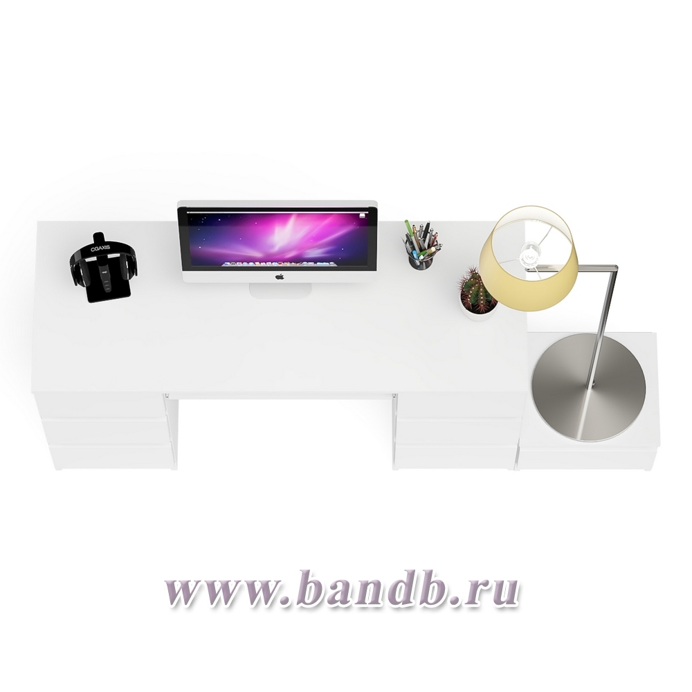 Компьютерный двухтумбовый стол Мори с дополнительной тумбой цвет белый Картинка № 3