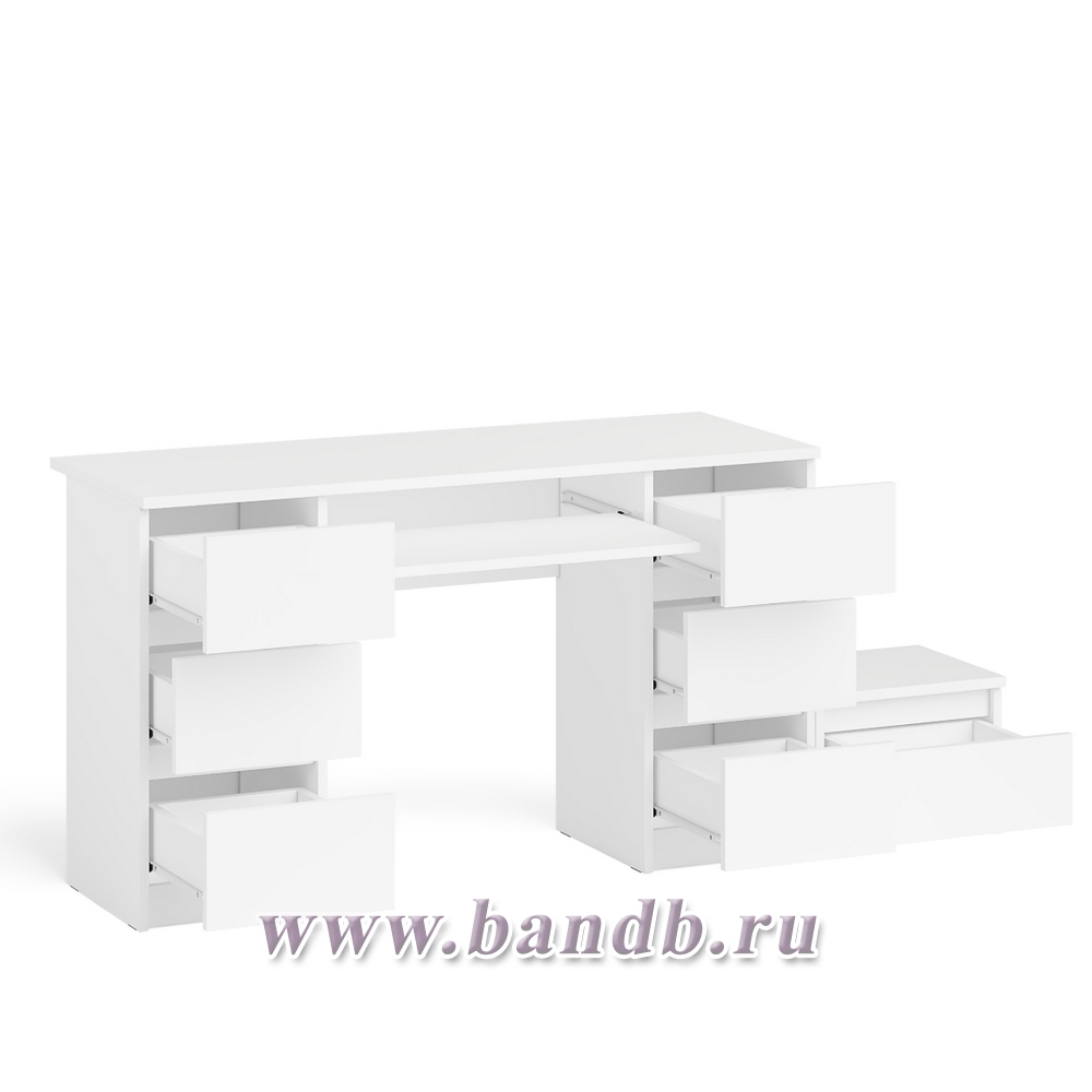 Компьютерный двухтумбовый стол Мори с дополнительной тумбой цвет белый Картинка № 8