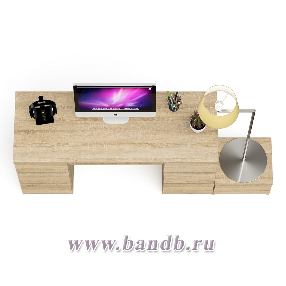 Компьютерный двухтумбовый стол Мори с дополнительной тумбой цвет дуб сонома Картинка № 3