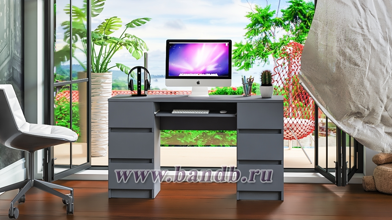 Компьютерный стол с двумя тумбами Мори МС-2 цвет графит Картинка № 10