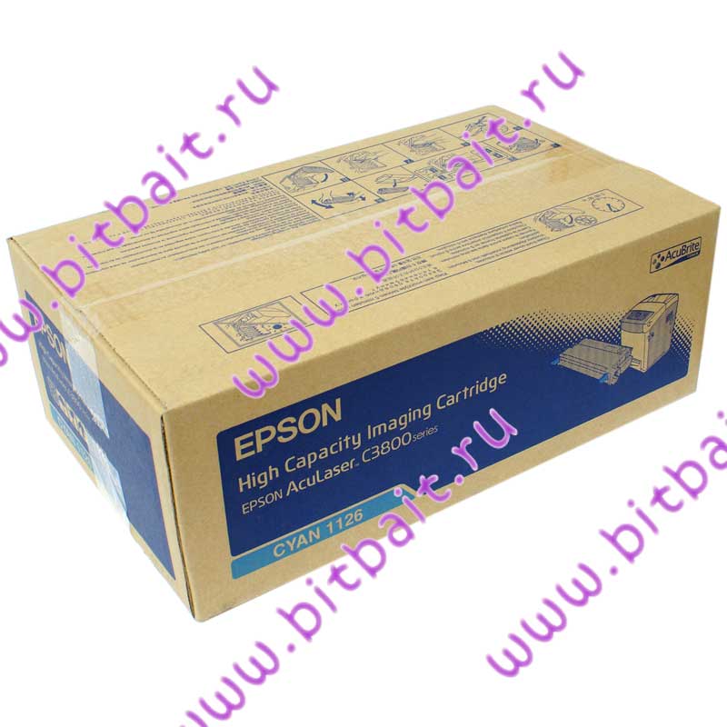 Голубой тонер-картридж для Epson AcuLaser C3800 C13S051126 Cyan 1126 Картинка № 1