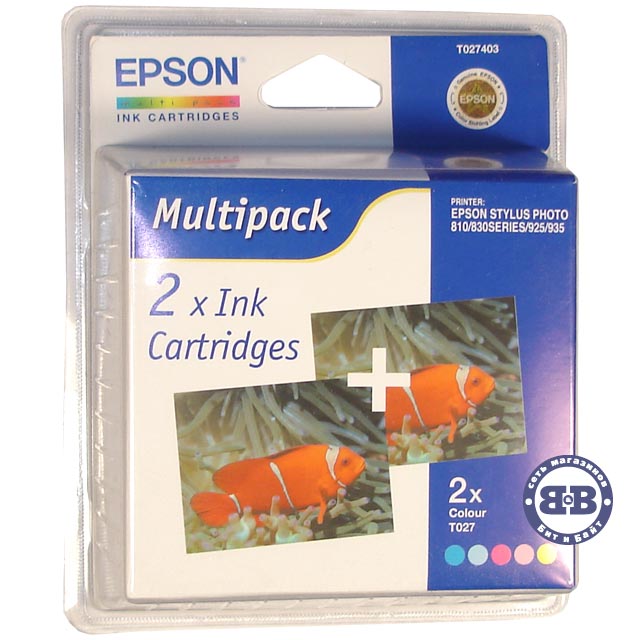 Два цветных картриджа для Epson Stylus Photo 810, 830, 830U, 925, 935 C13T027403 T027 Картинка № 1