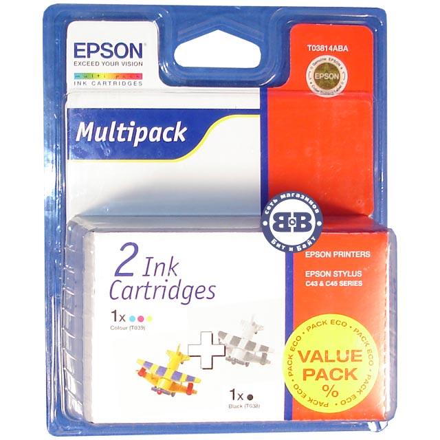 Набор картриджей для Epson C43 C13T03814ABA Multipack T038 (Черный) + T039 (Цветной) Картинка № 1