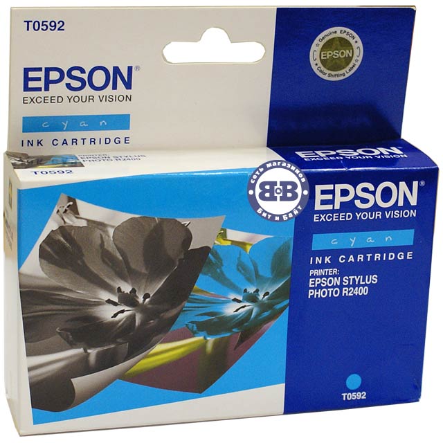 Голубой картридж для Epson R2400 C13T059240 T0592 Картинка № 1
