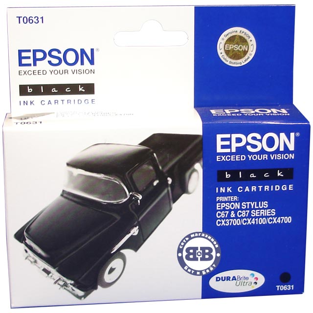 Чёрный картридж для Epson C67PE, C87, C87PE, C87Plus, CX3700, CX4100, CX4700 C13T06314A T0631 Картинка № 1