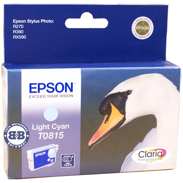 Светло-голубой картридж для Epson R270, R290, R390, RX590, RX610, RX690, 1410 C13T08154A T0815 Картинка № 1