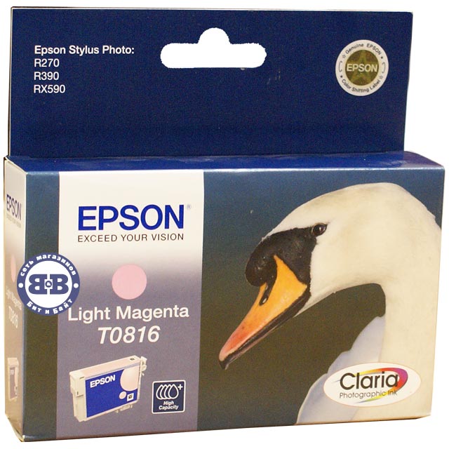 Светло-пурпурный картридж для Epson R270, R290, R390, RX590, RX610, RX690, 1410 C13T08164A T0816 Картинка № 1