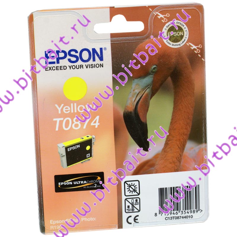 Жёлтый картридж для Epson Stylus Photo R1900 C13T08744010 T0874 Картинка № 1