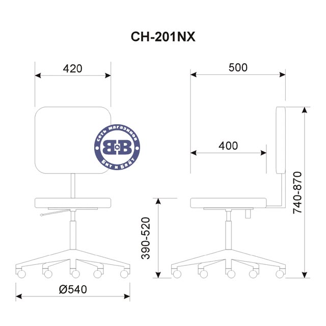 Кресло CH-201NX цвет - чёрный 10-11 артикул CH-201NX/B очень старый дизайн Картинка № 2