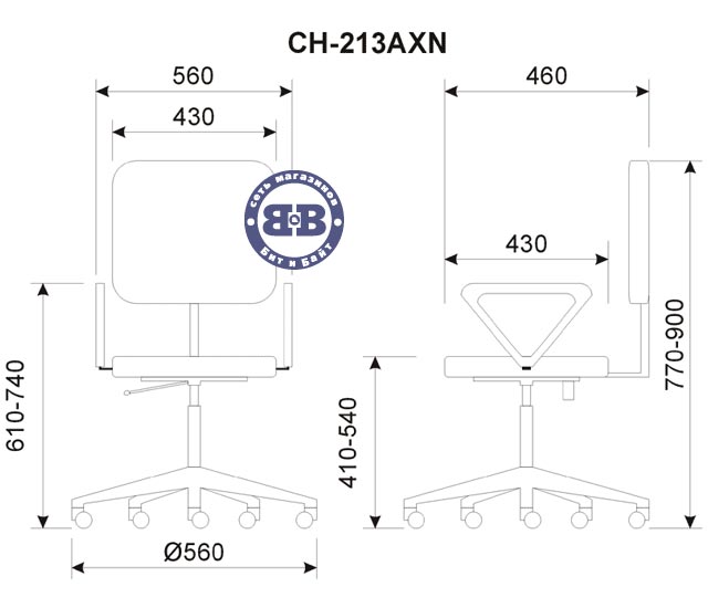 Кресло CH-213AXN цвет - чёрно-синий 12-191 артикул CH-213AXN/Bl&Blue очень старый дизайн Картинка № 2