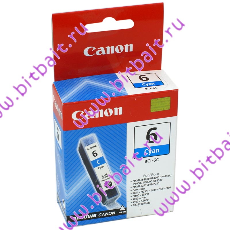 Бирюзовый картридж для Canon Pixma iP3000, iP4000, iP4000R, iP5000, iP6000D, iP8500, MP750, MP780, i865, S800 Series, S900D и др. BCI-6C 13мл. Картинка № 1